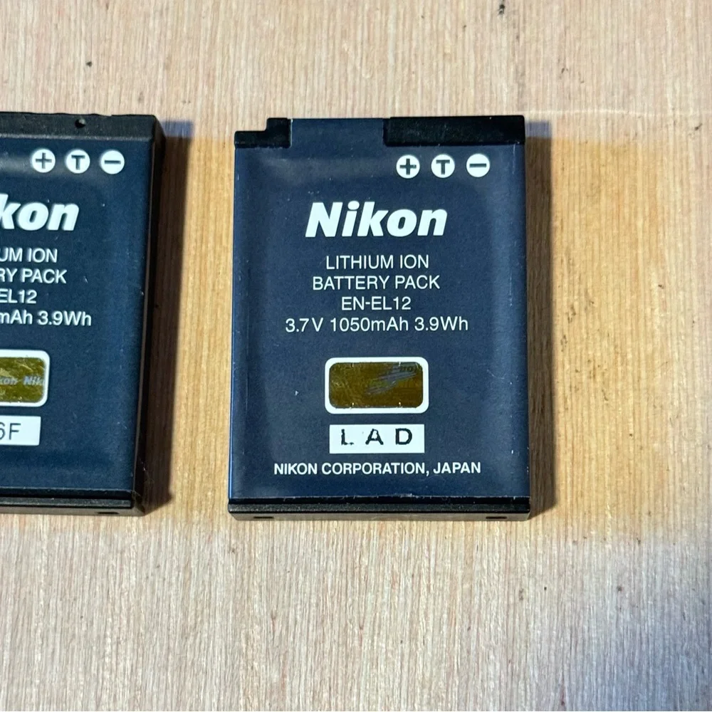 2-Nikon OEM EN-EL12 1050mAh Li-Ion Battery Used Tested Good w/Charge Read Info!